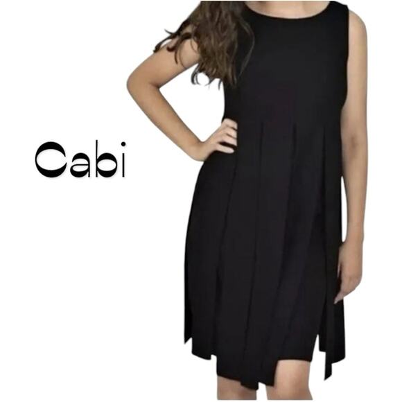 CAbi Black Detached Pleated Office To Date Night Neutral Dress NWOT Size 8 - Picture 1 of 11